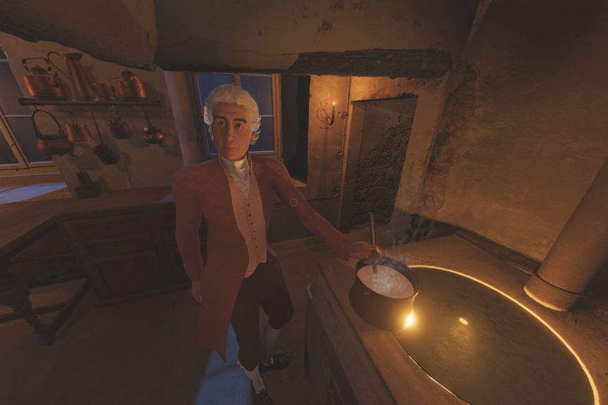 Residenzschloss Ludwigsburg, Küche, virtuelles Modell mit Figur